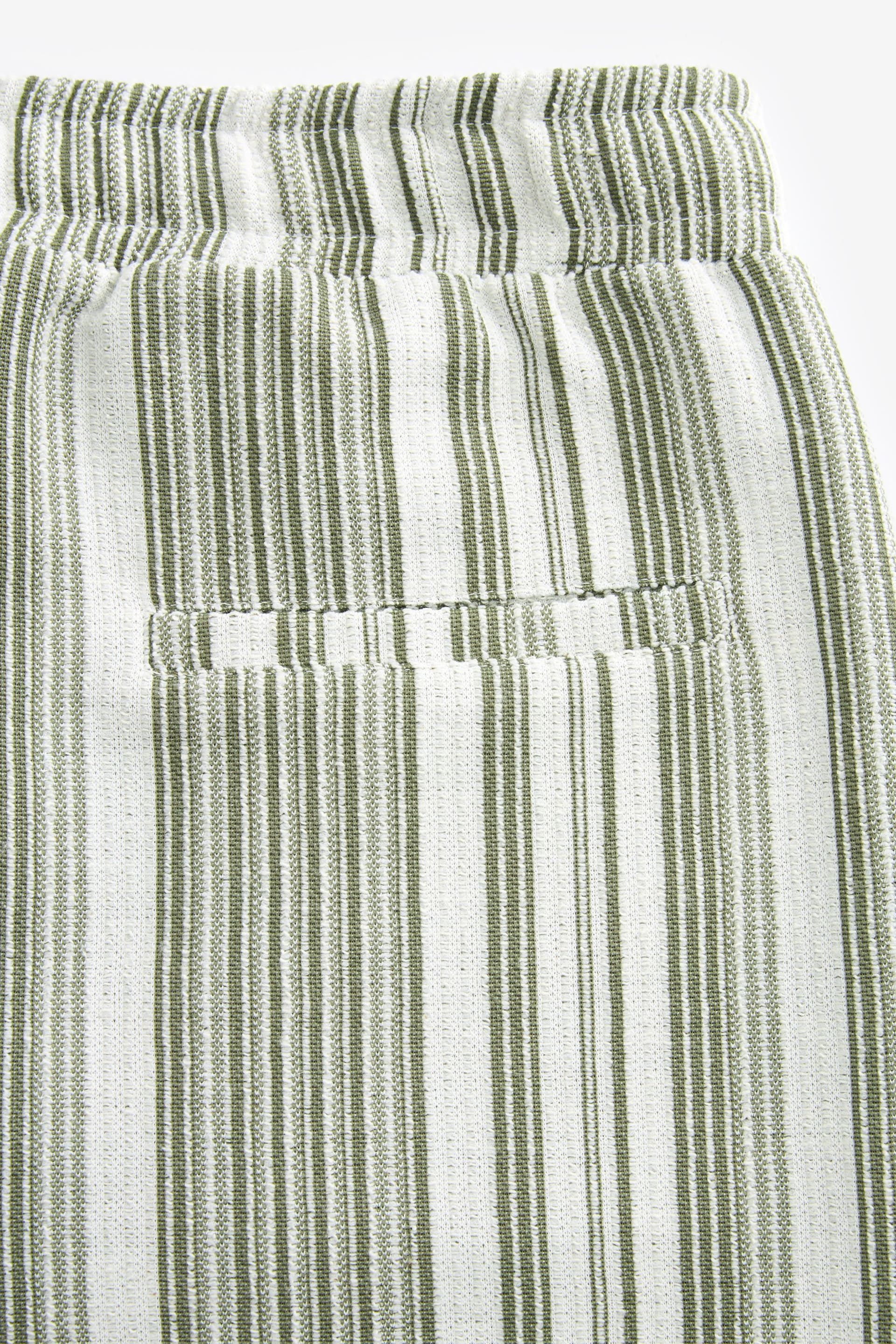 Sage Green Striped Jersey Shorts - Image 8 of 8