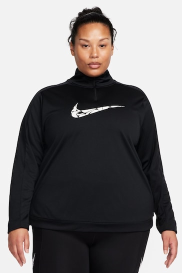 Nike Black Dri-FIT Curve Swoosh 1/2-Zip Mid Layer T-Shirt