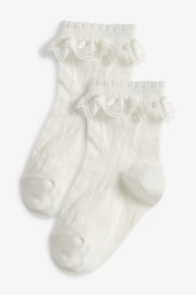 White 2 Pack Cotton Rich Lace Ruffle Ankle Socks - Image 1 of 2