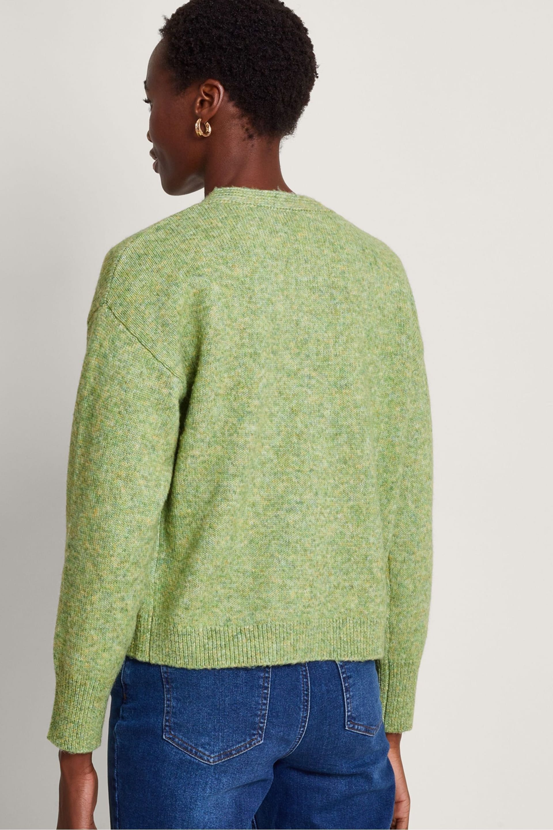 Monsoon Green Fay Floral Embroidered Cardigan - Image 2 of 5