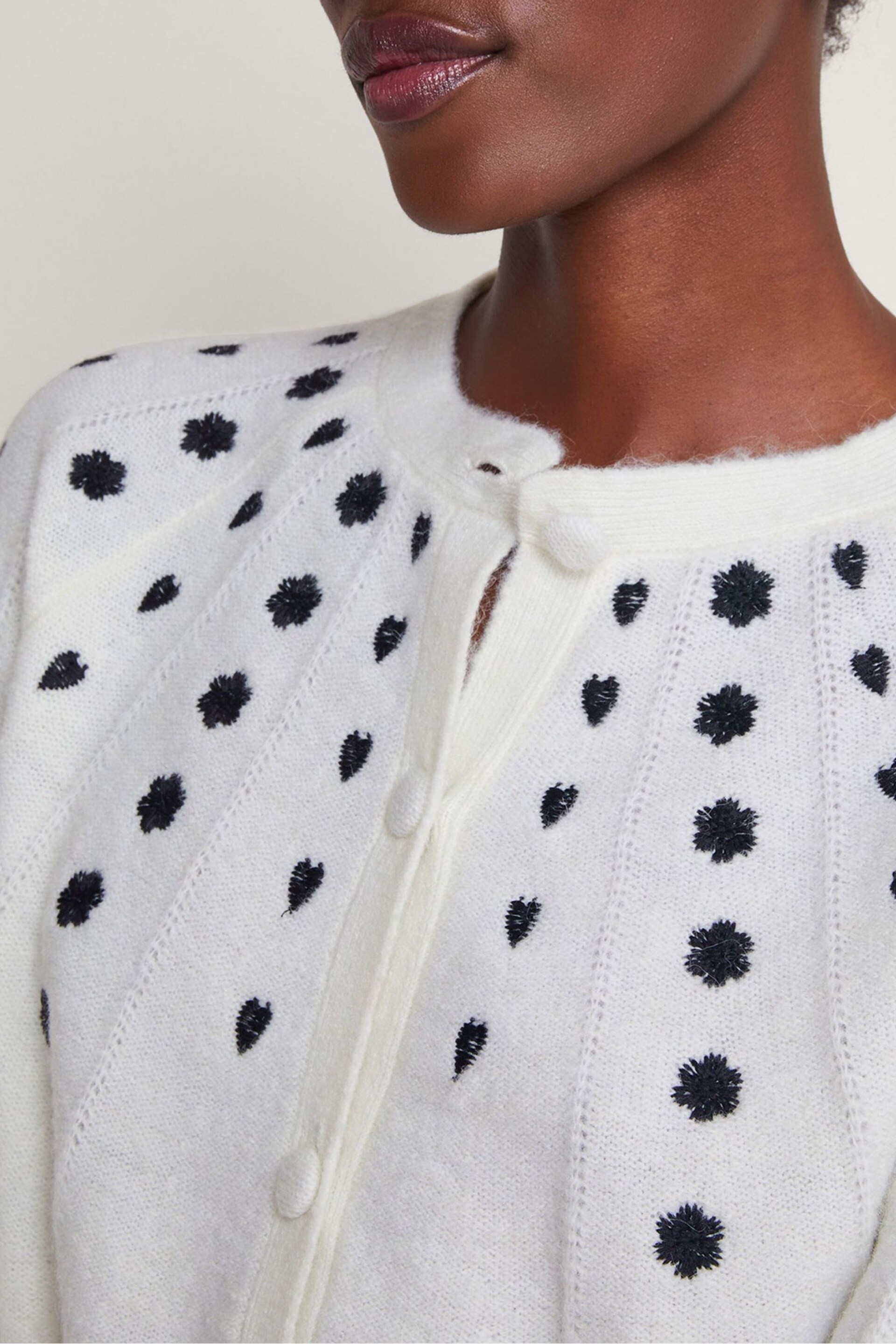 Monsoon White Embroidered Elle Cardigan - Image 4 of 5