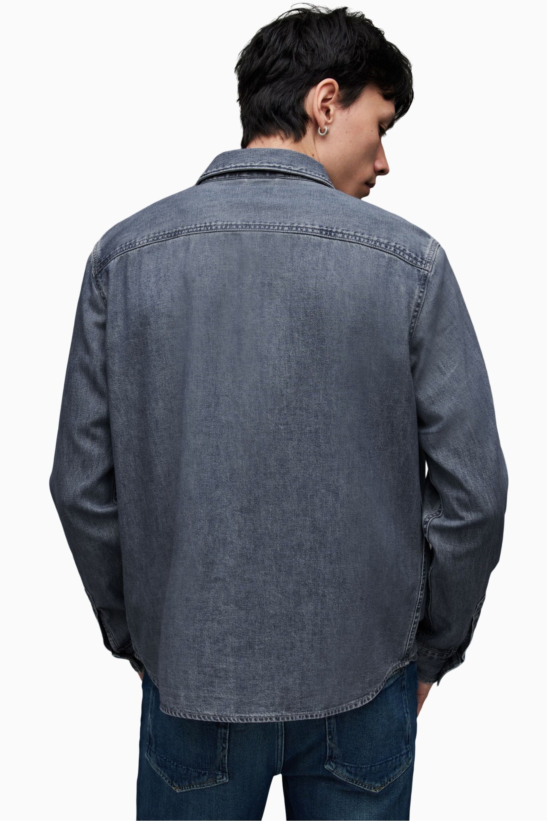 AllSaints Indigo Blue Washed Elm Shirt - Image 2 of 7