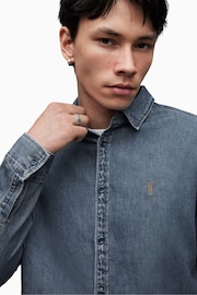 AllSaints Indigo Blue Washed Elm Shirt - Image 6 of 7