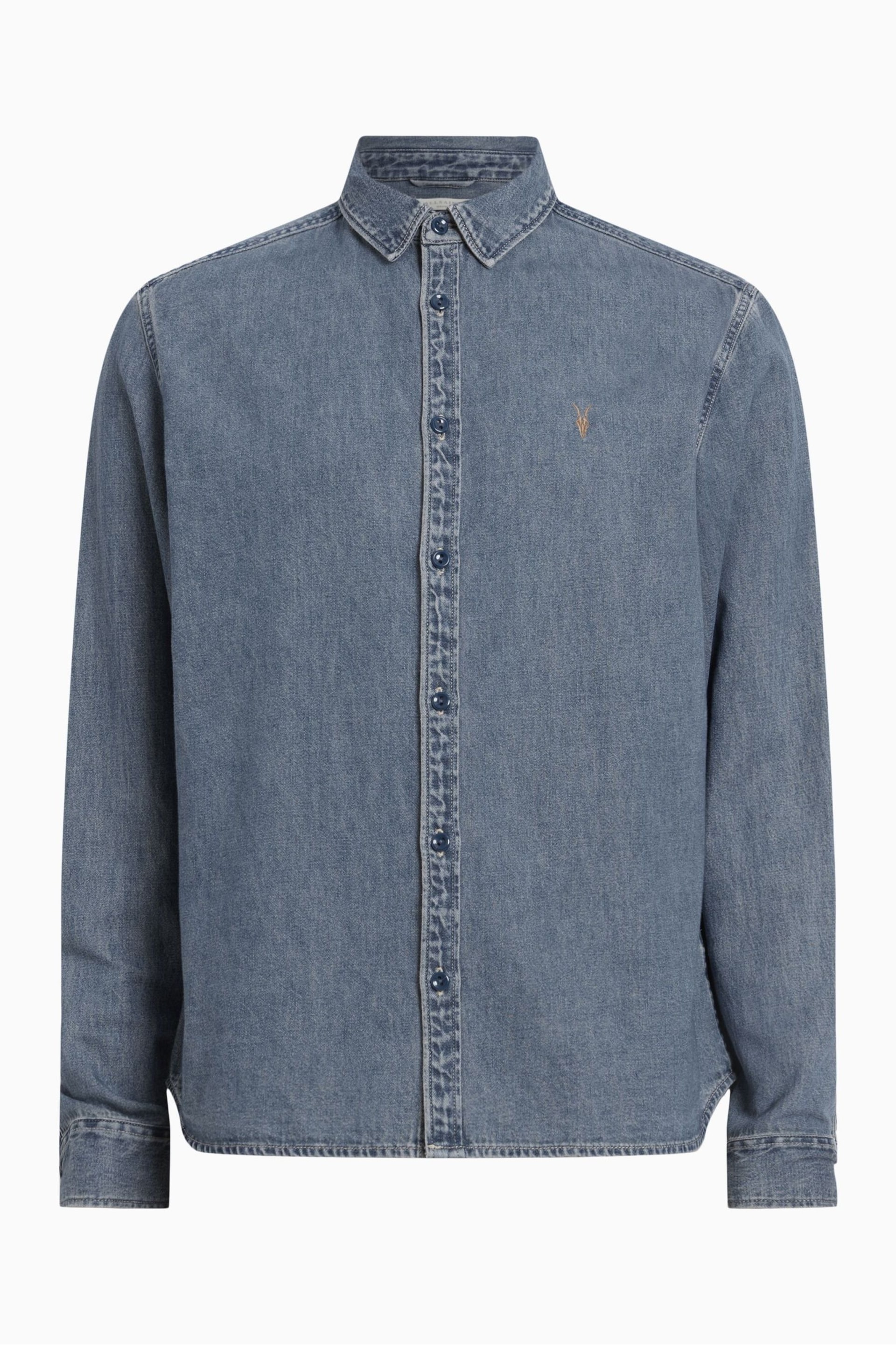 AllSaints Indigo Blue Washed Elm Shirt - Image 7 of 7