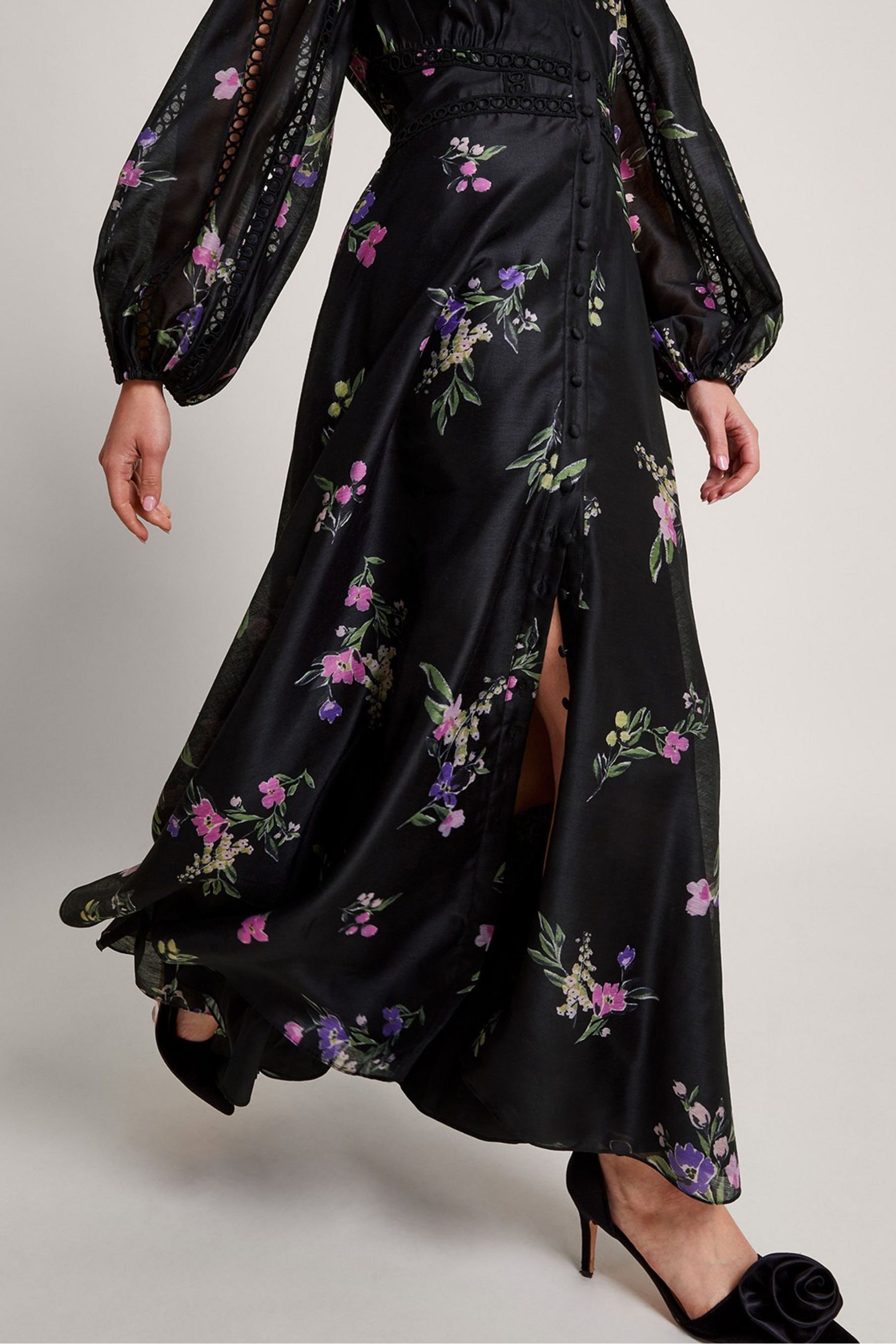 Monsoon black floral dress hotsell