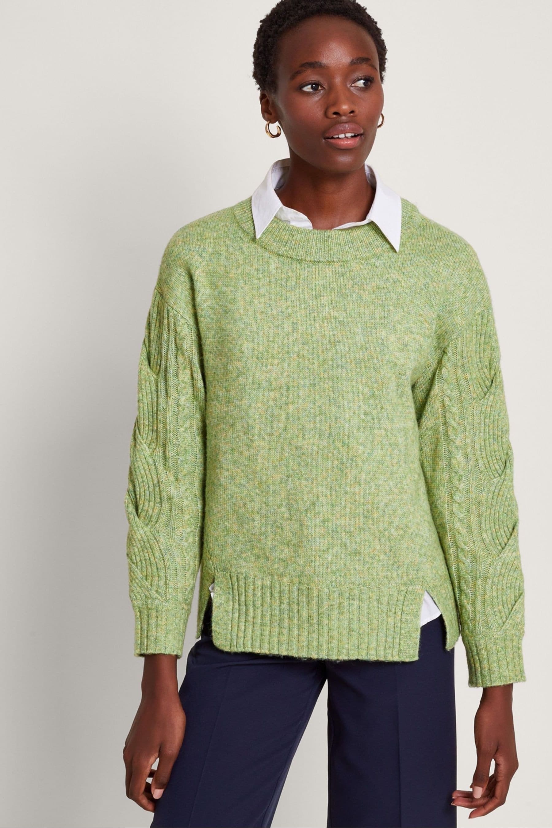 Buy Monsoon Green Connie Cable Jumper from Next Luxembourg