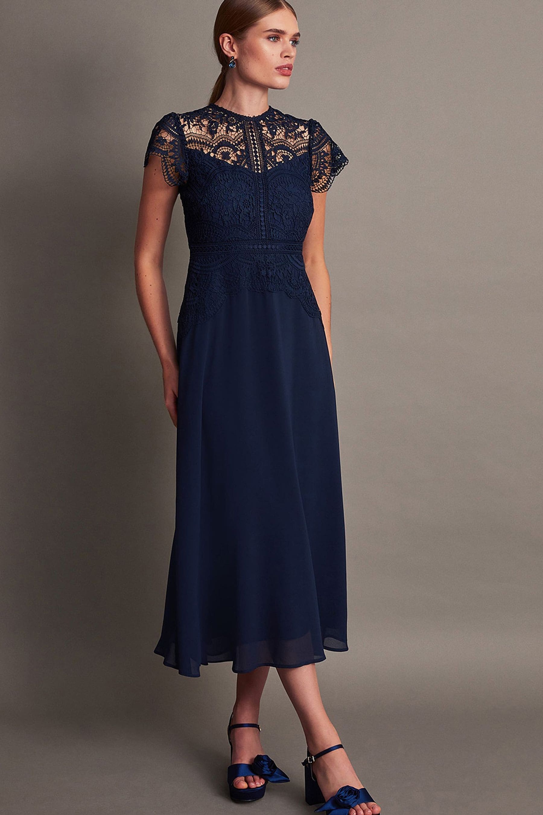 Buy Monsoon Blue Monica Lace Midi Dress from Next Canada