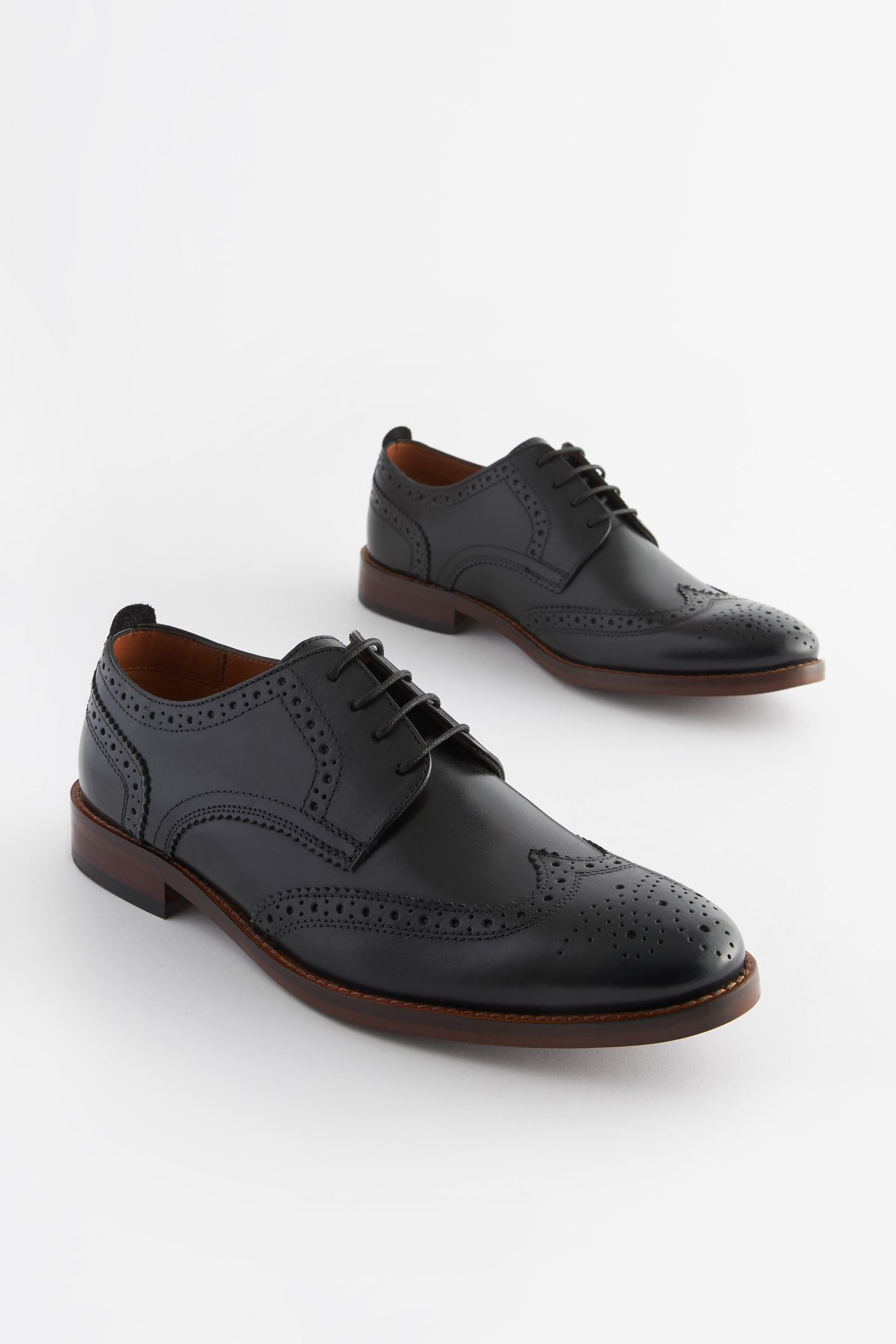 Black brogues white soles online