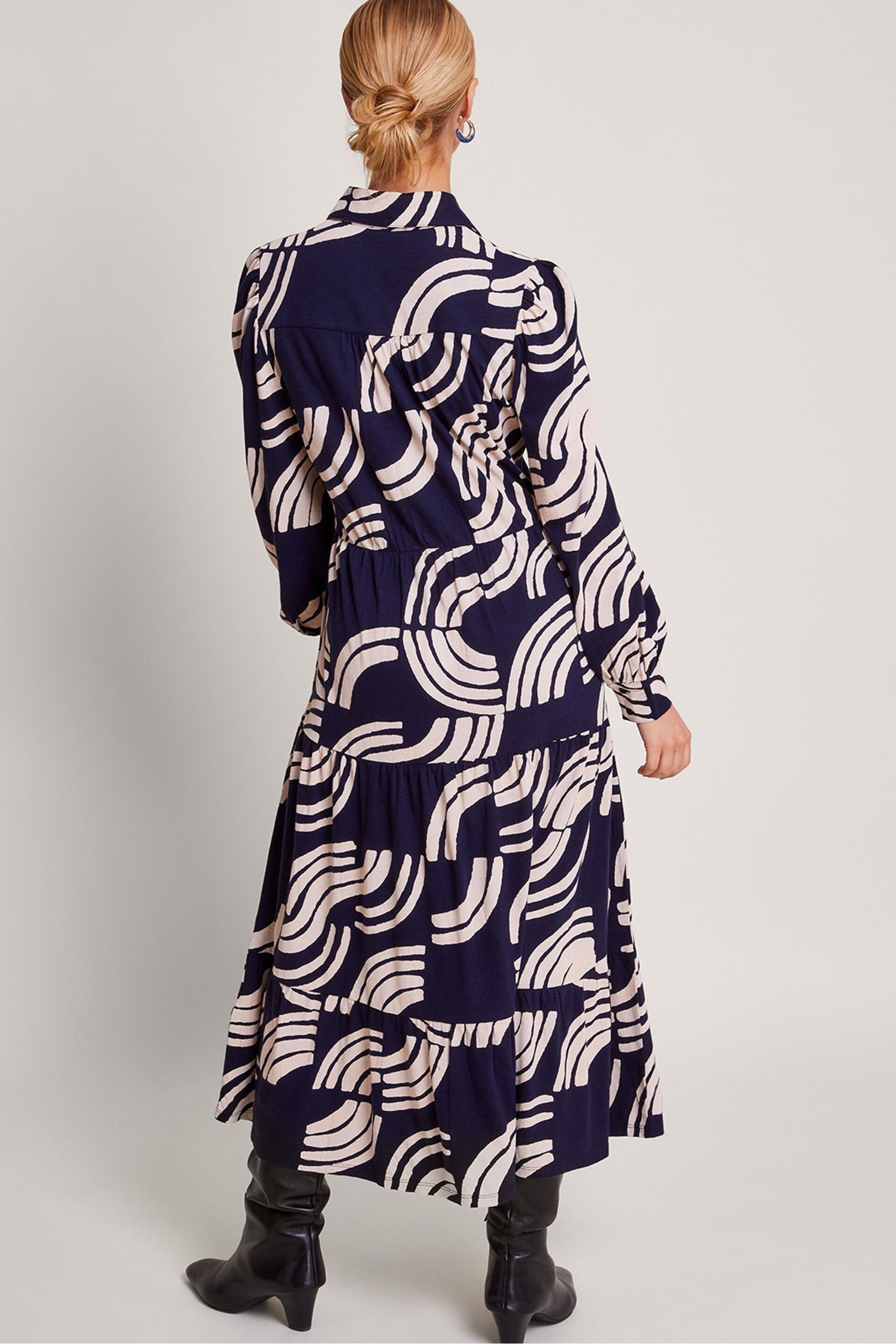 Monsoon Blue Nula Print Tier Dress - Image 2 of 5