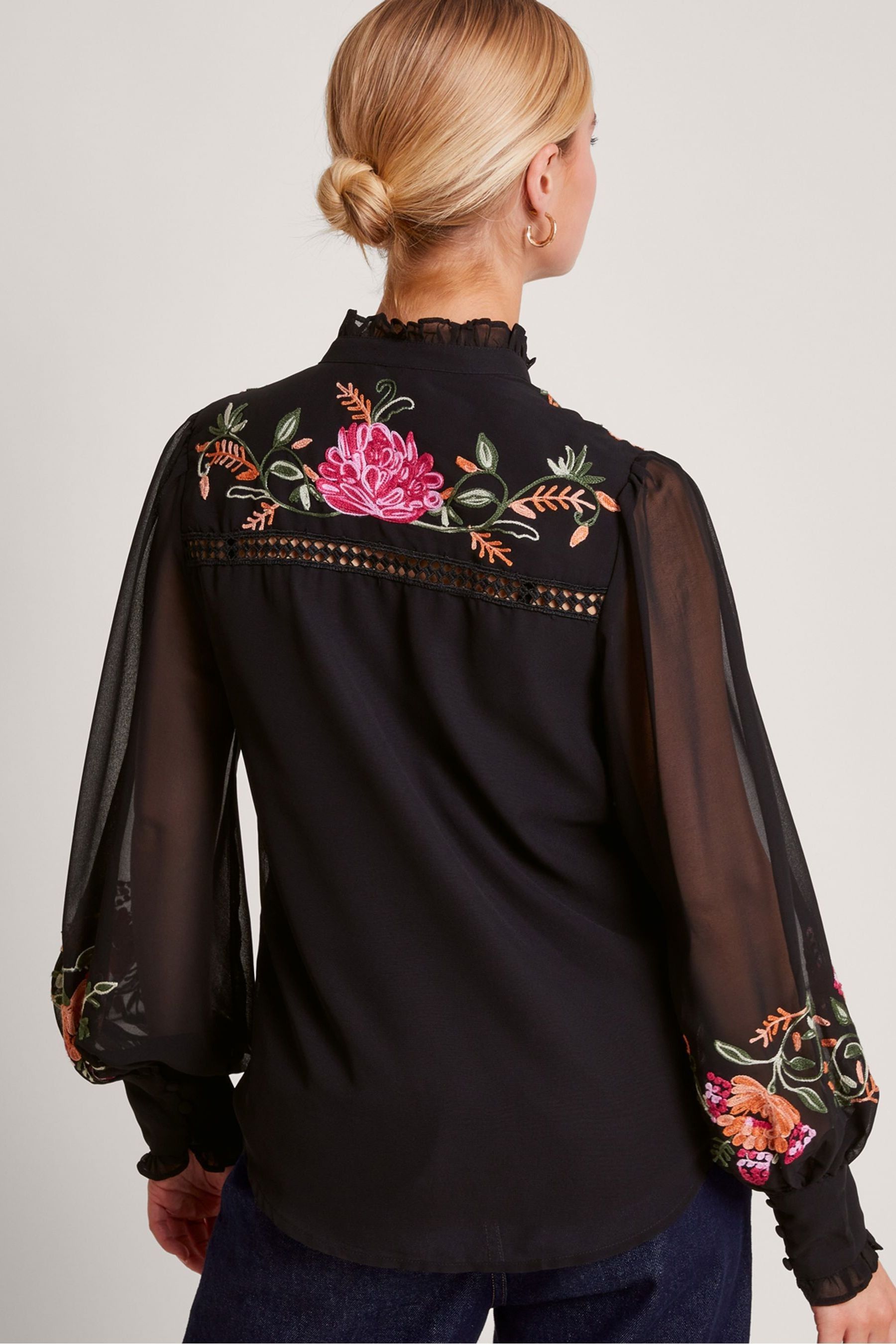 Buy Monsoon Black Embroidered Matilda Blouse from Next Oman