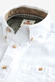 White Standard Collar Linen Blend Long Sleeve Shirt - Image 5 of 5