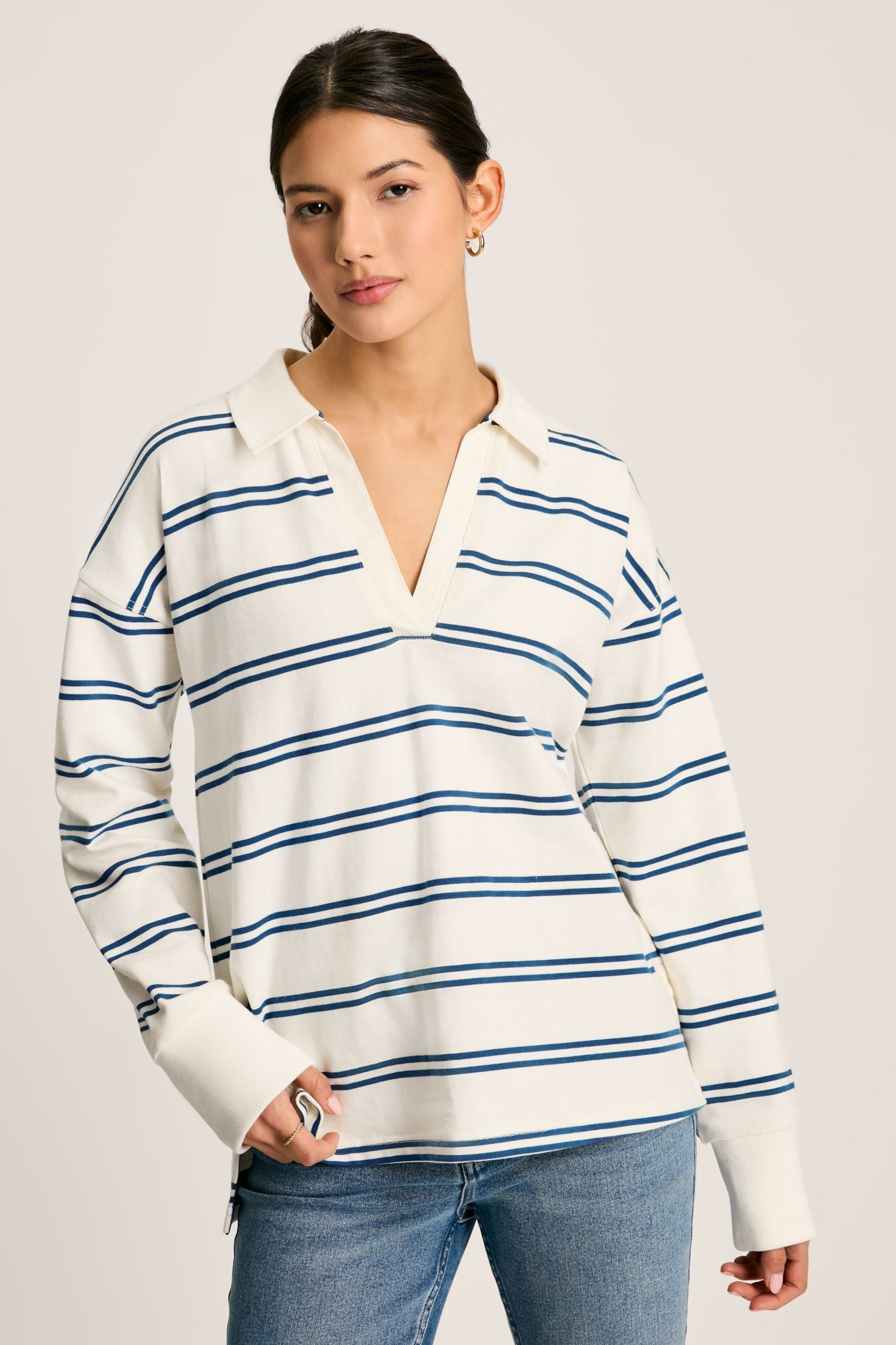 Joules Bayside Cream/Navy Cotton Deck Shirt - Image 1 of 7