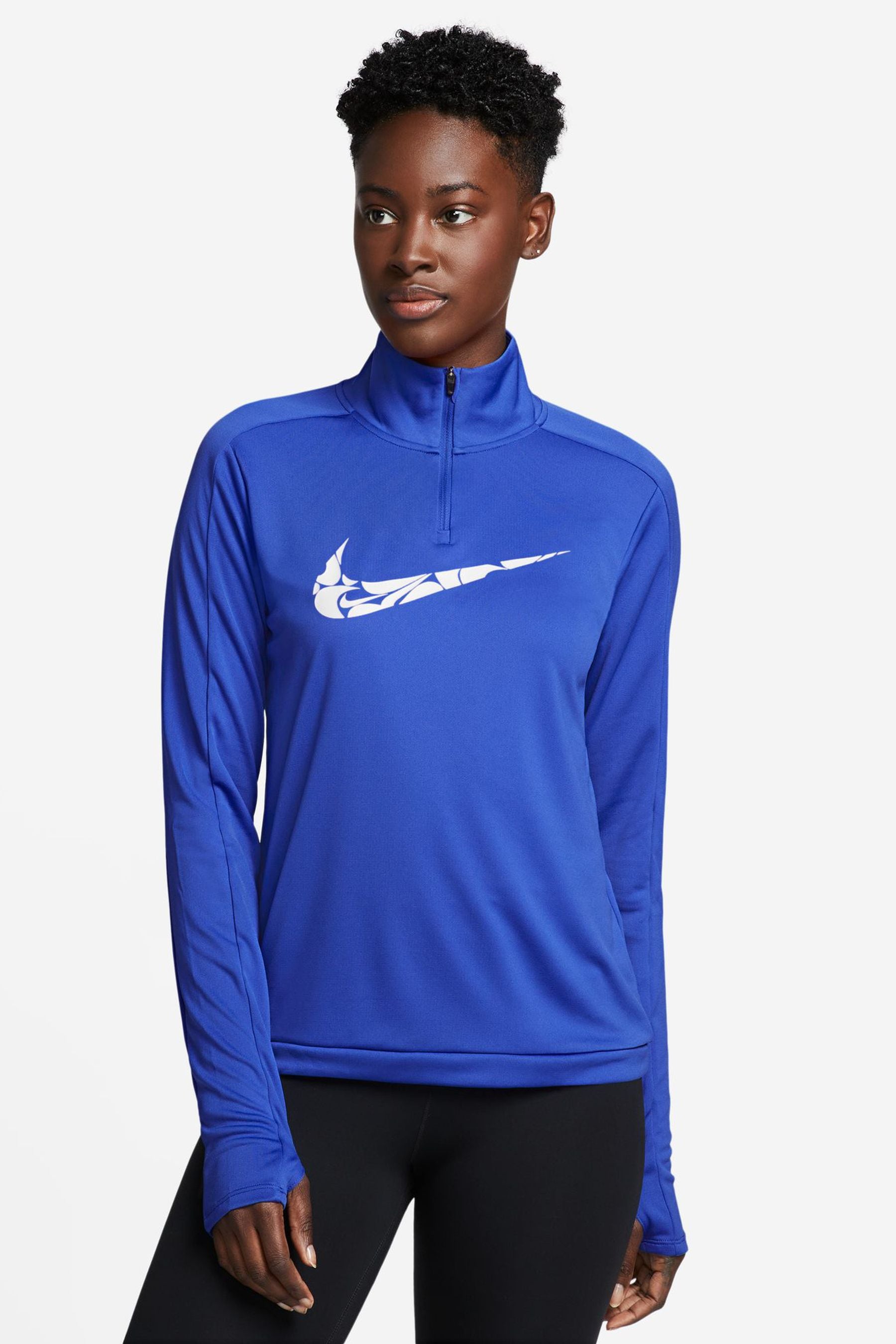 Buy Nike Blue Swoosh Dri FIT Half Zip Mid Layer from the Next UK