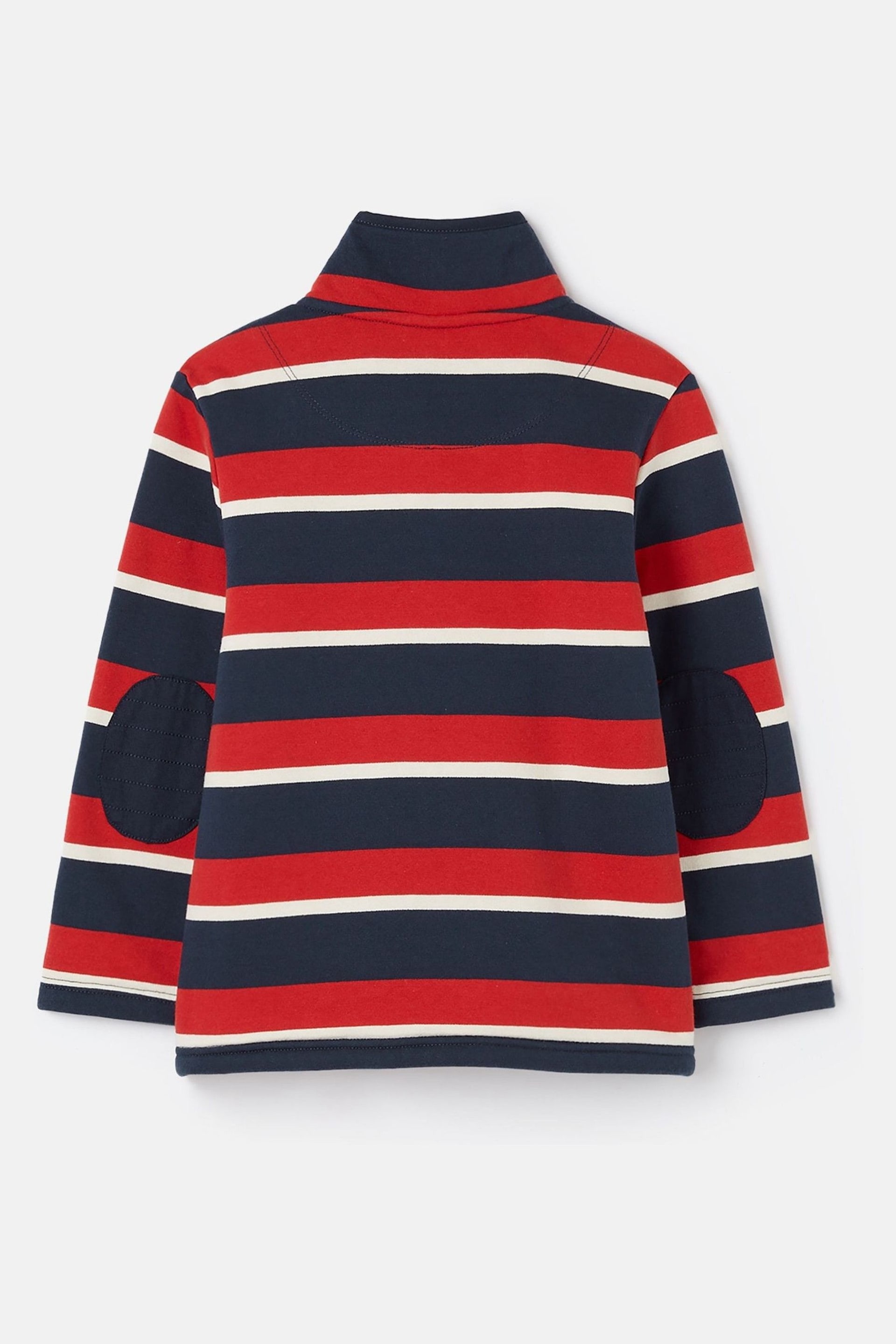 Joules Winter Dale Red/Navy Quarter Zip Sweatshirt with Fleece Lining - Image 2 of 6