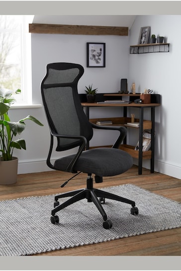 Simple Contemporary Charcoal Grey Selby Office Desk Chair With Black Base