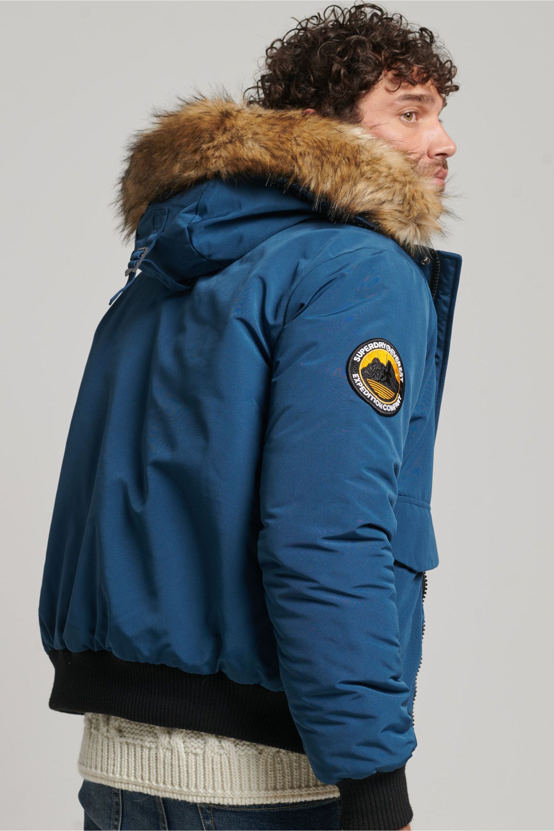 Superdry blue bomber jacket hot sale