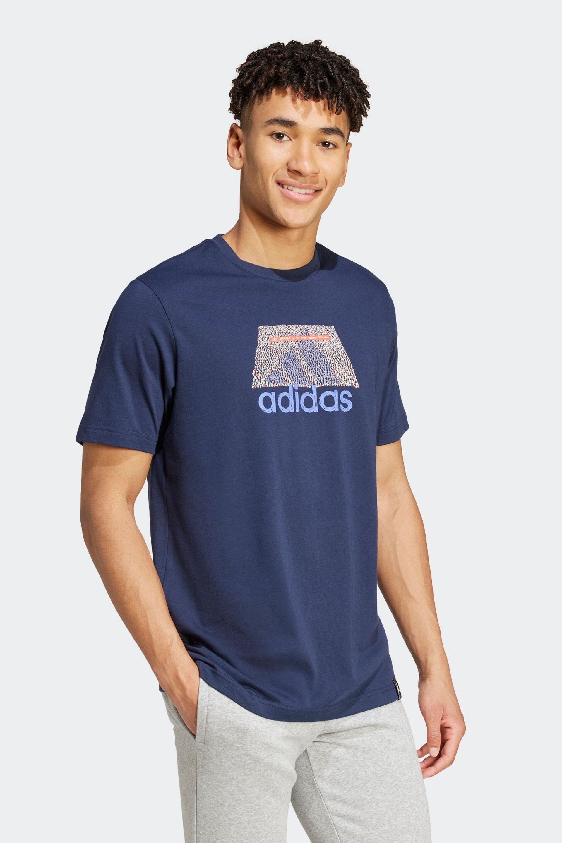 adidas Blue Codes Graphic T-Shirt - Image 1 of 7