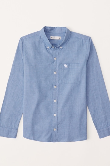Abercrombie & Fitch Blue Long Sleeve Twill Shirt