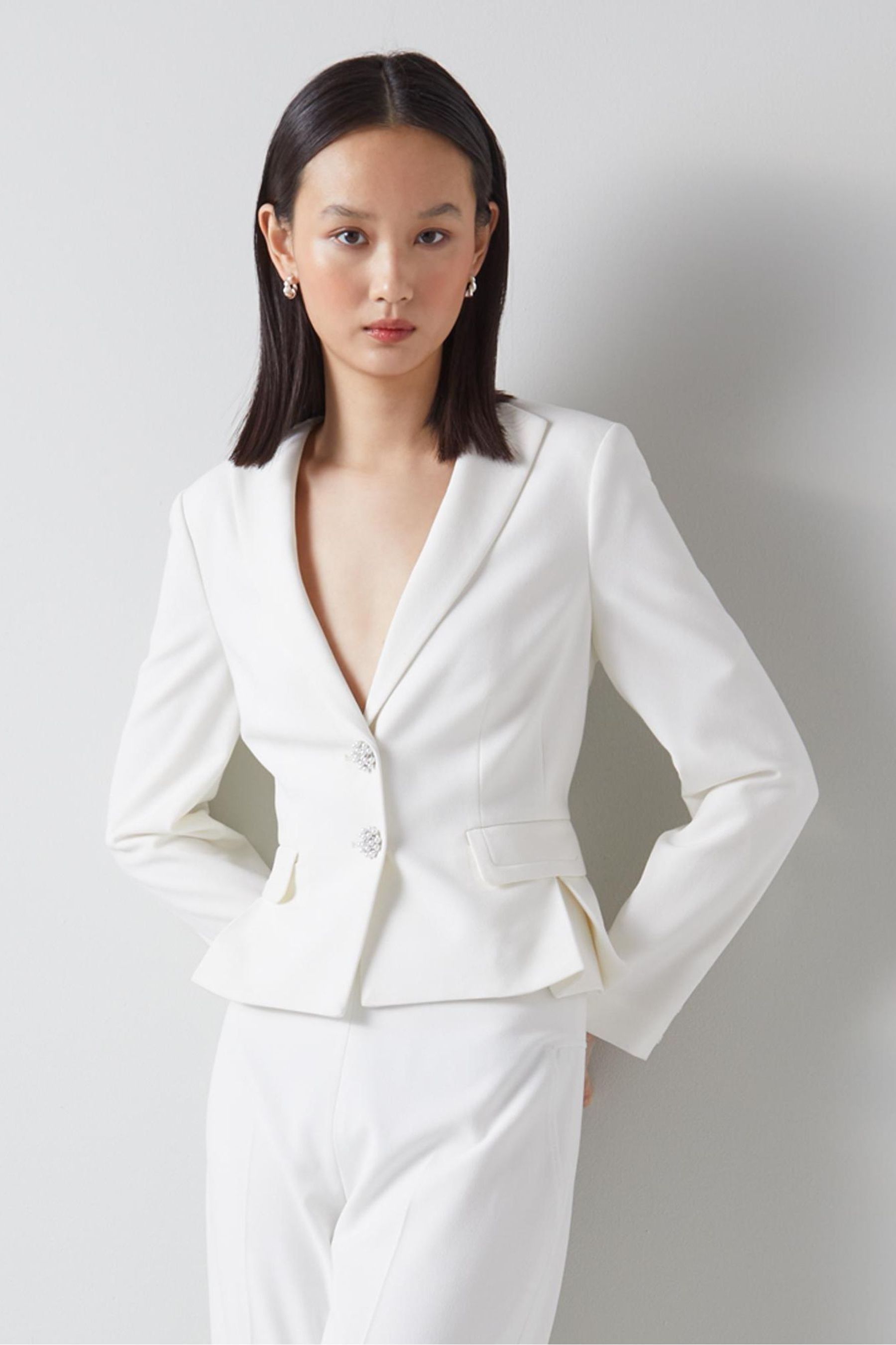 Buy LK Bennett Cream Adele Recycled Crepe Jacket from Next Luxembourg