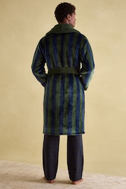 Joules Montague Green & Navy Stripe Fleece Lined Dressing Gown - Image 3 of 7