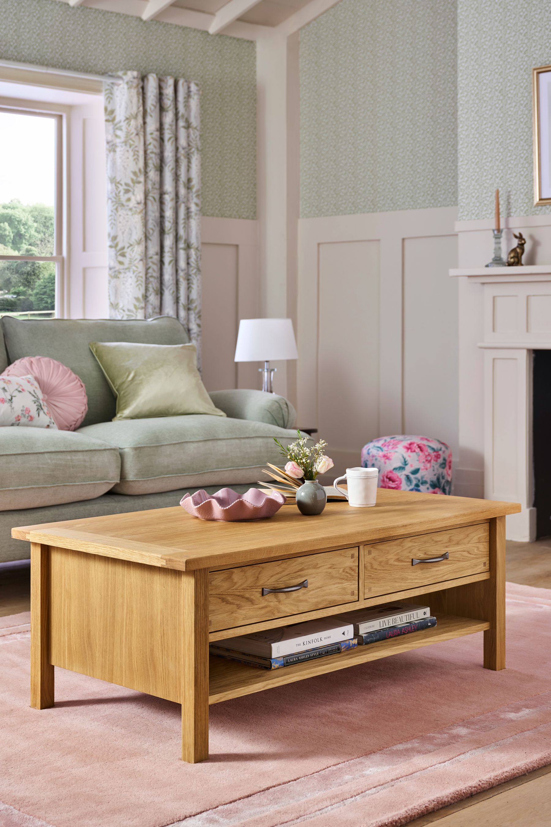 Buy Laura Ashley Oak Milton 2 Drawer Coffee Table from the Next UK