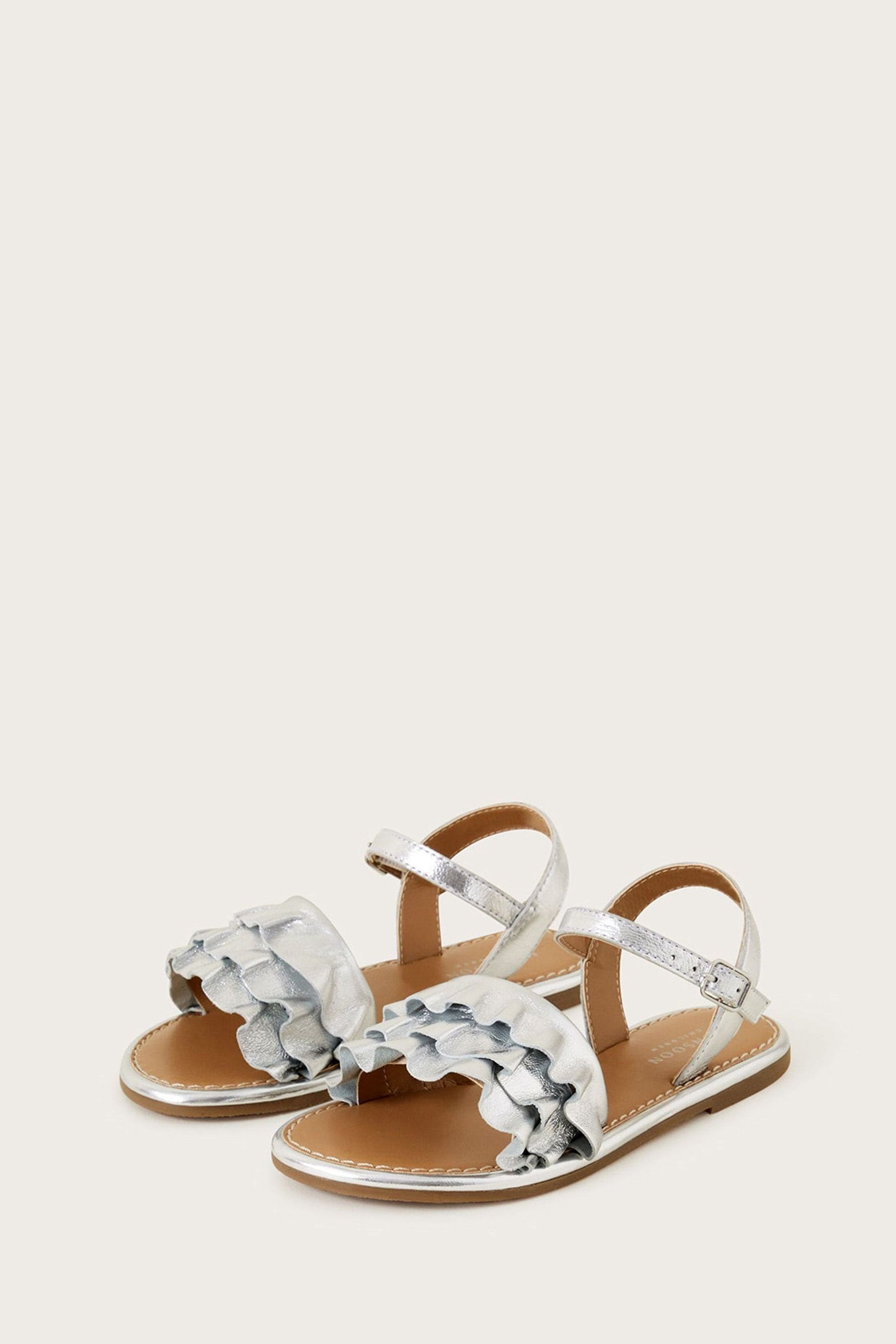 Buy Monsoon Silver Leather Frill Sandals from Next Luxembourg