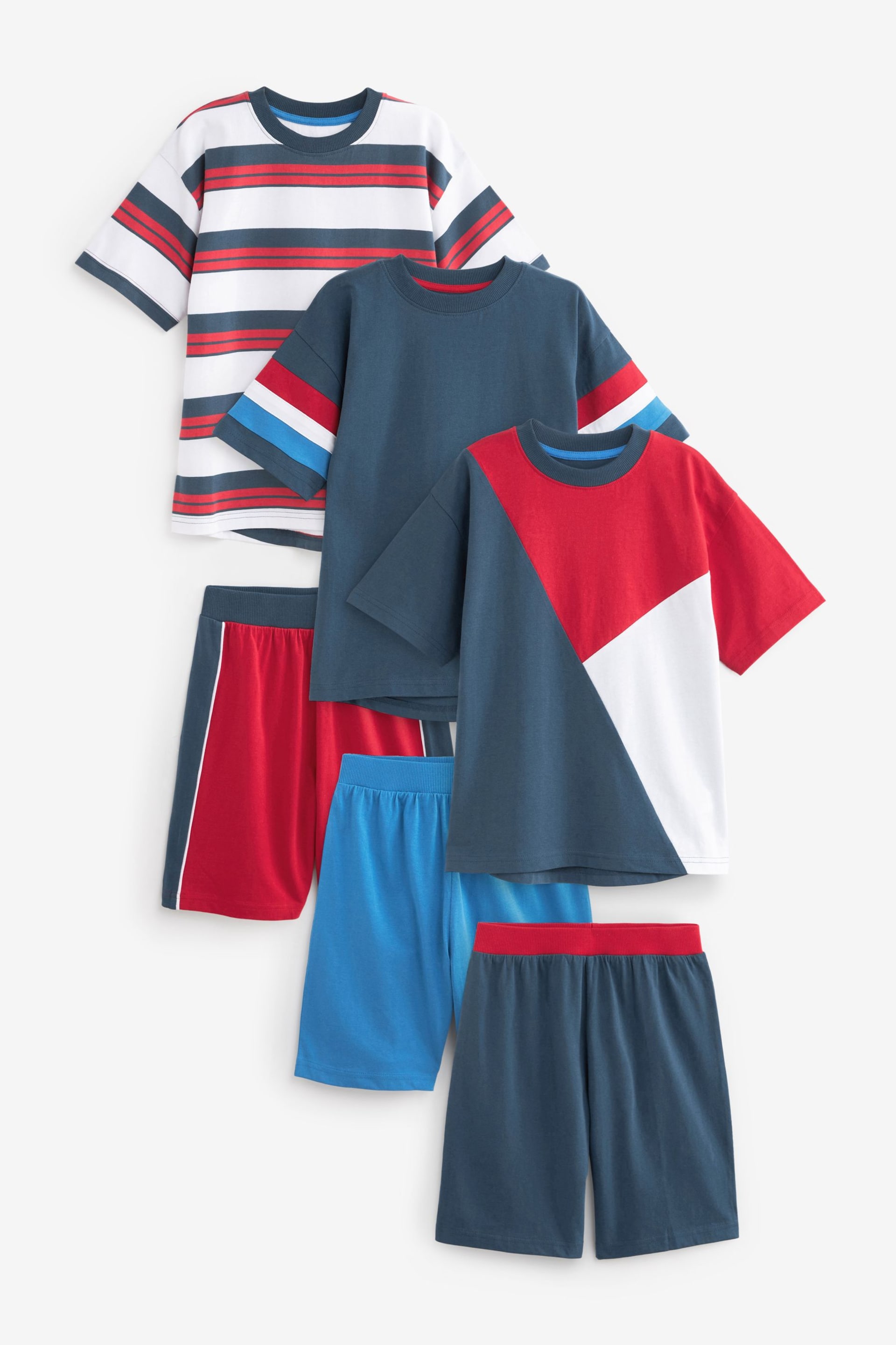 Red/Blue/White Short Pyjamas 3 Pack (1.5-16yrs) - Image 1 of 6