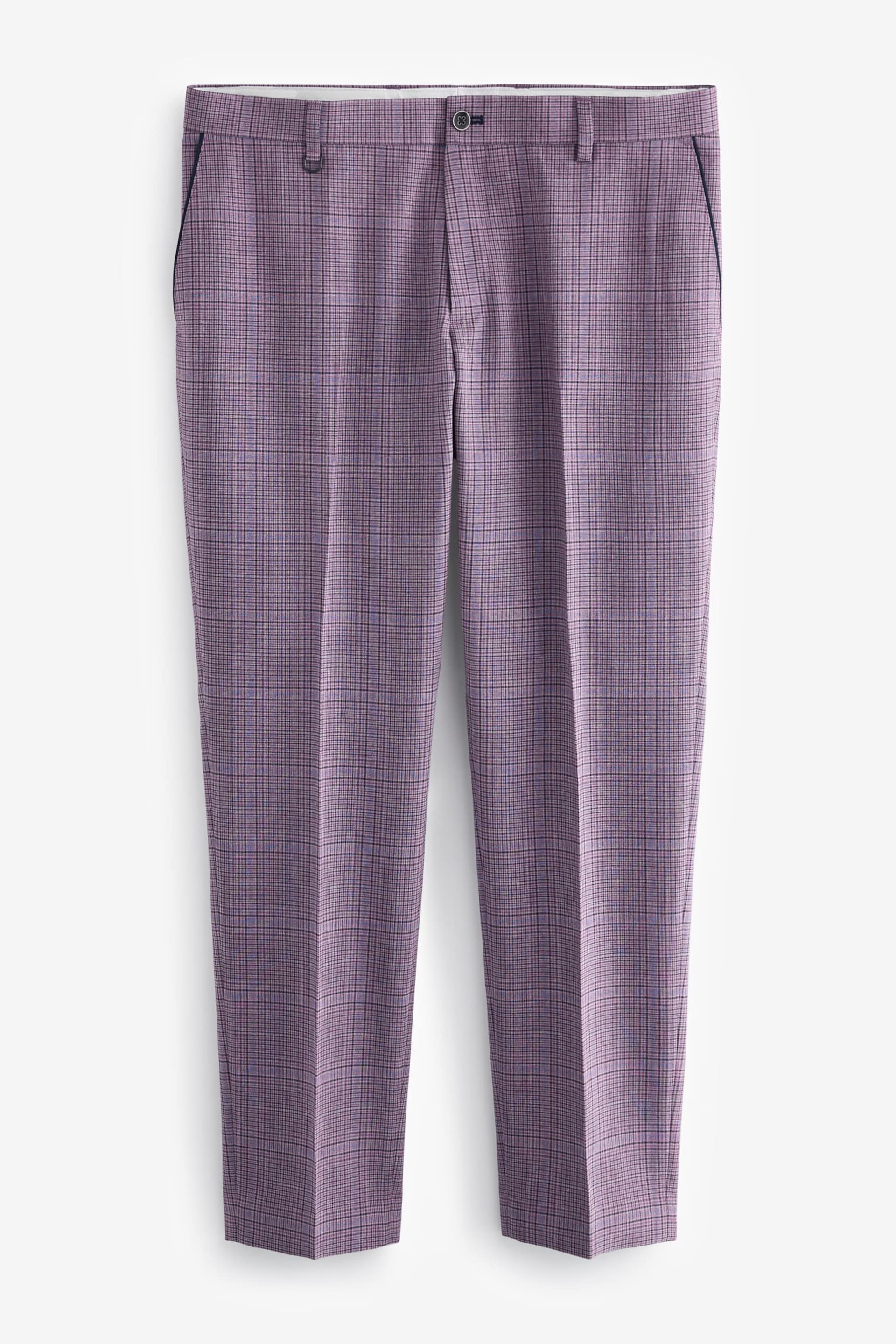 Pink Slim Fit Check Smart Trousers - Image 6 of 9
