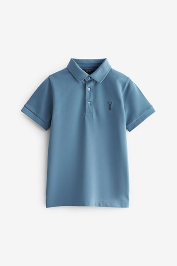 Blue Mid Short Sleeve Polo Shirt (3-16yrs)