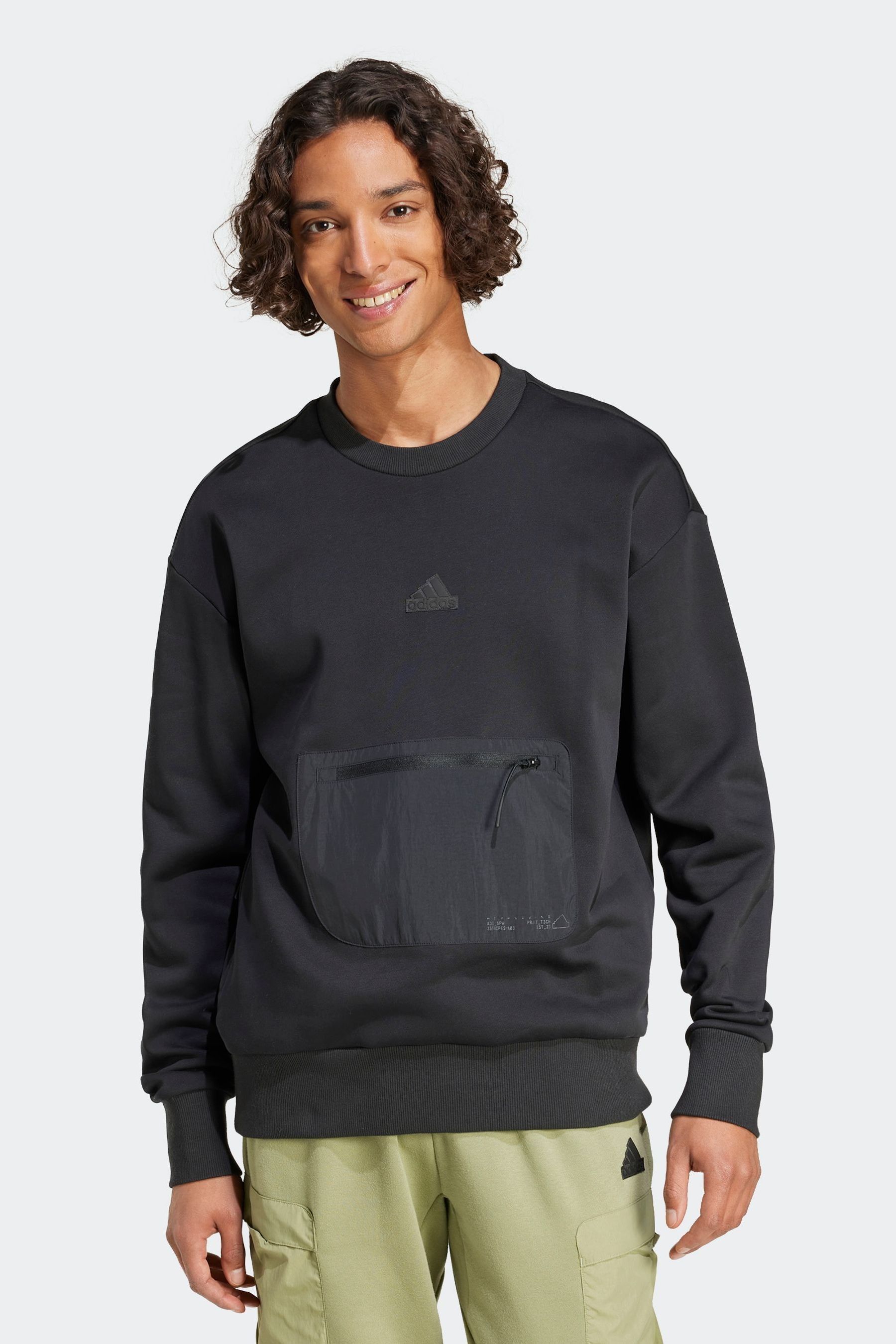 Black adidas crew sweatshirt hot sale