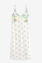 Cream/Green Midi Strappy Summer Slip Dress - Image 4 of 5