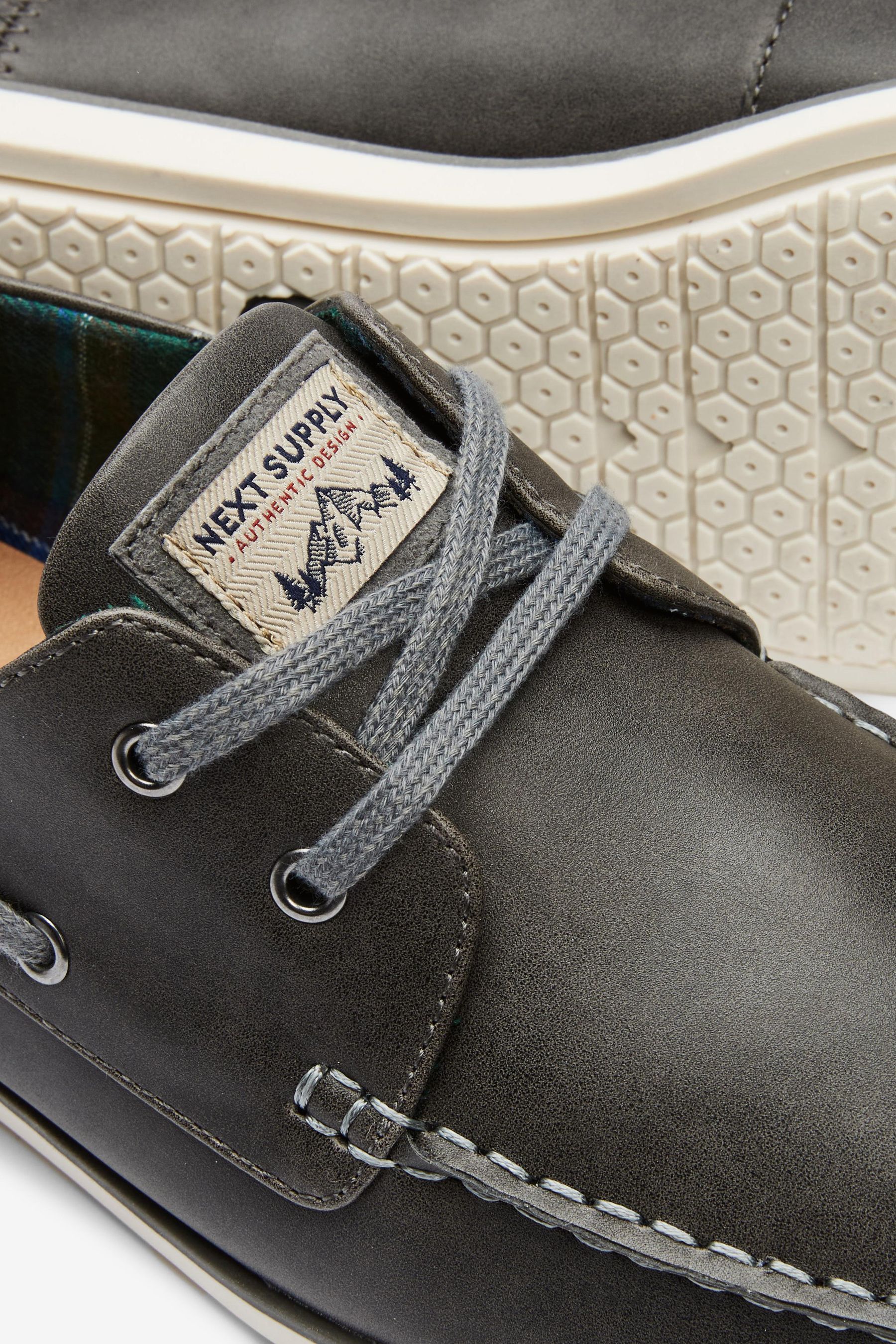Grey boat shoes clearance