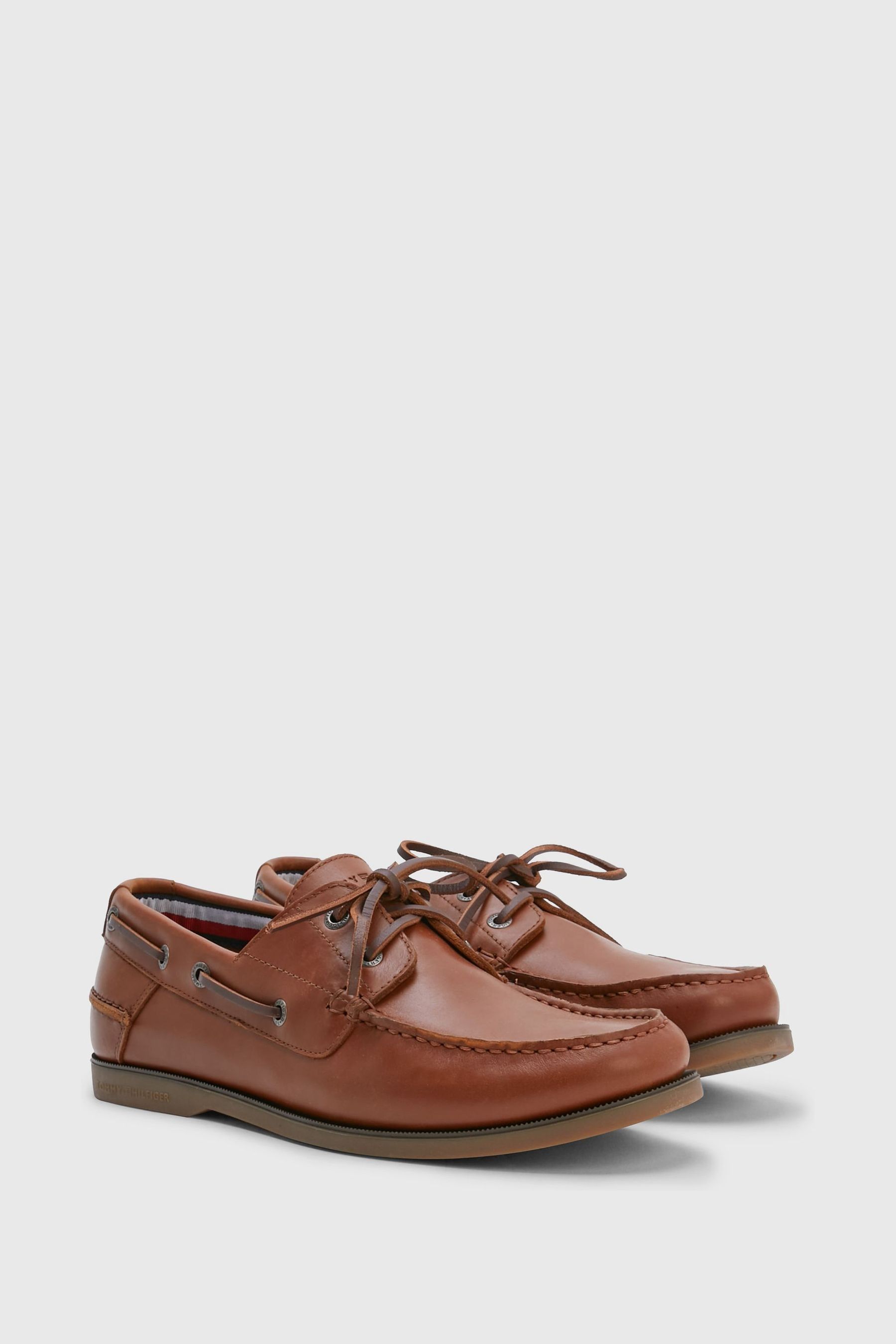 Buy Tommy Hilfiger Brown Leather Boat Shoes from Next Luxembourg