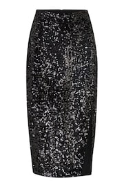 Pour Moi Black Selena Velvet Sequin Midi Skirt - Image 4 of 4