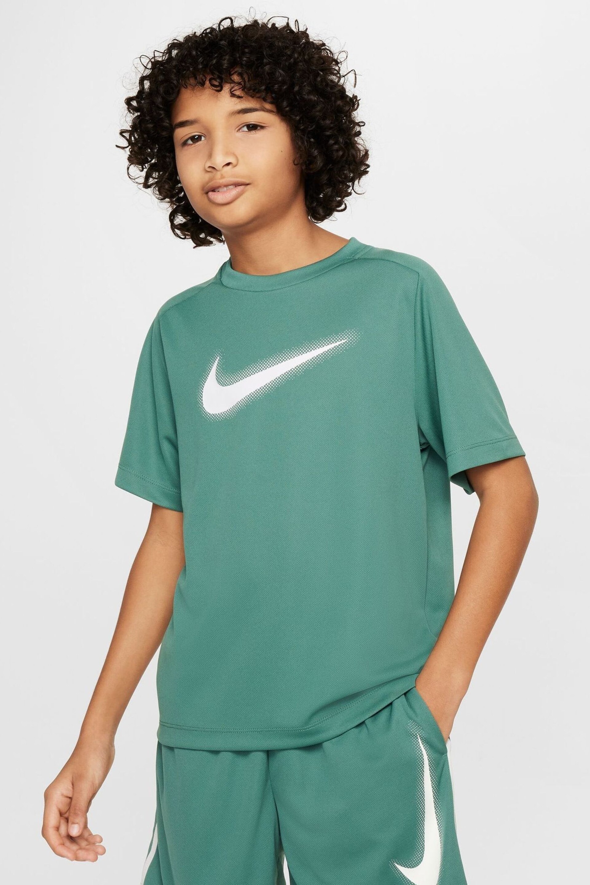 Nike Green/White Dri-FIT Multi Graphic Training T-Shirt - Image 2 of 6