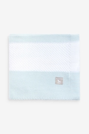 The Little Tailor Blue Large Supersoft Textured Knitted 100% Cotton Blanket - Image 2 of 2