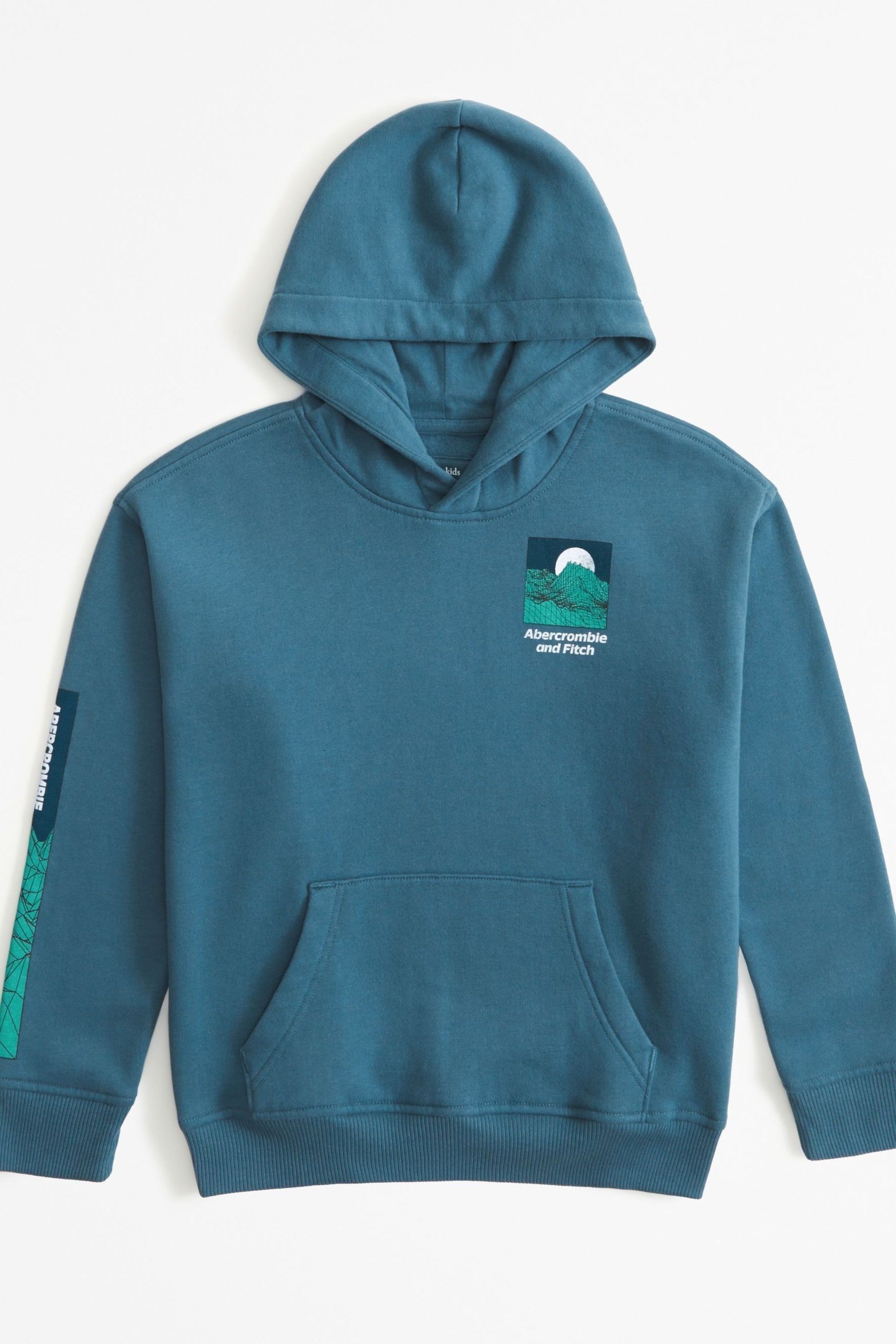 Abercrombie & Fitch Blue Logo Back Print Hoodie - Image 1 of 2