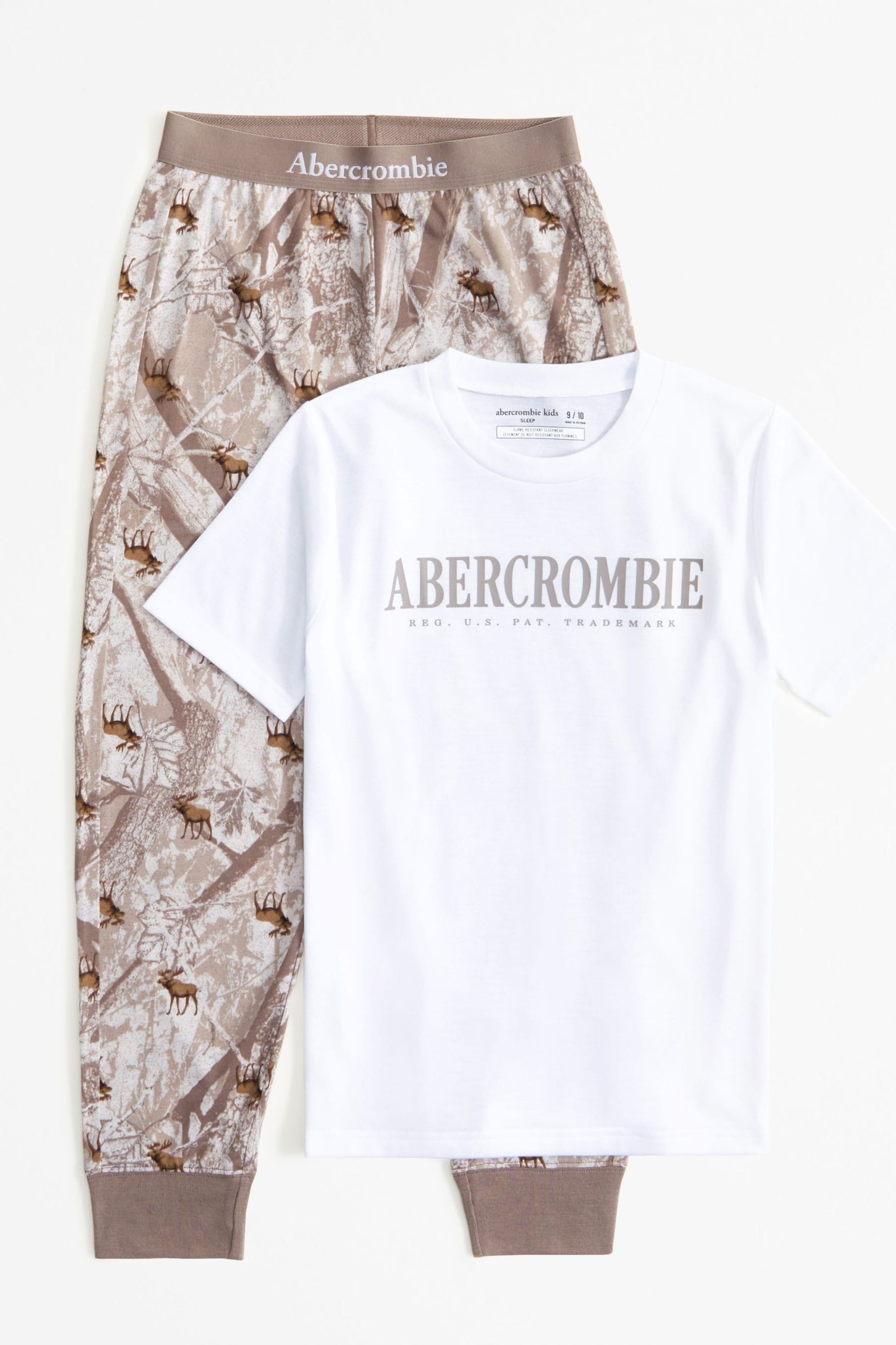 Abercrombie & Fitch T-Shirt and Joggers Brown Pyjamas Set - Image 1 of 2