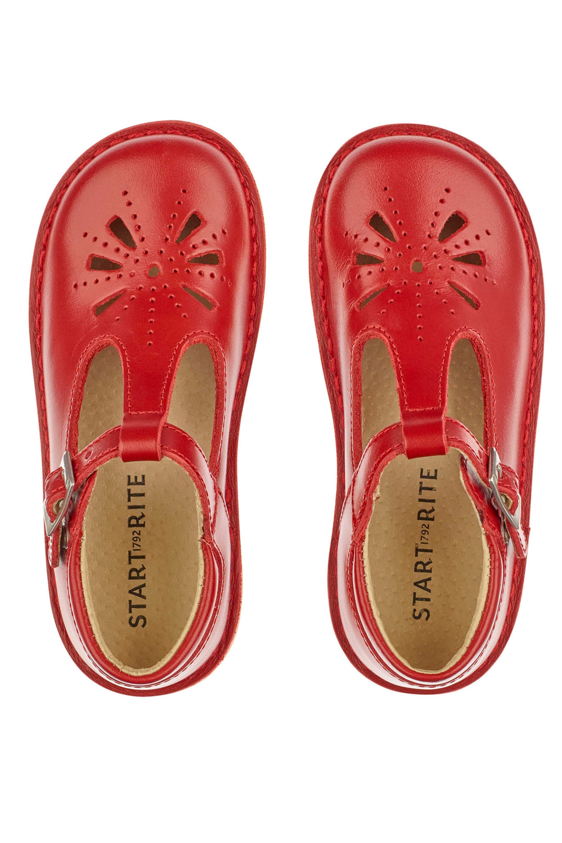 Start-Rite Lottie Red Leather Classic T-Bar Shoes F Fit - Image 5 of 6