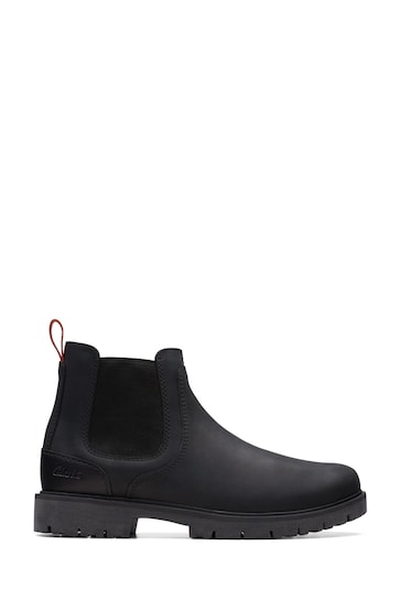 Clarks Black Leather Rossdale Top Boots