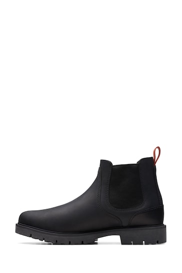 Clarks Black Leather Rossdale Top Boots