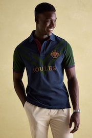 Joules Embellished Green/Navy Classic Fit Polo Shirt - Image 1 of 7