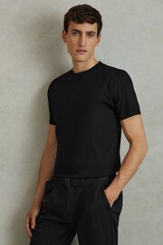 Reiss Black Capri Cotton Crew Neck T-Shirt - Image 1 of 5