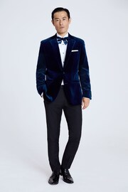 MOSS Blue Regular Fit Velvet Jacket - Image 3 of 4