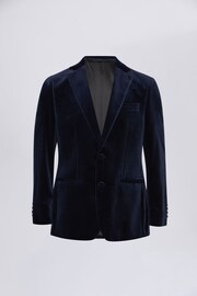 MOSS Blue Regular Fit Velvet Jacket - Image 4 of 4