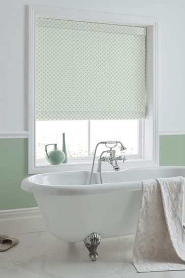 Laura Ashley Sage Wickerwork Made to Measure Roman Blinds