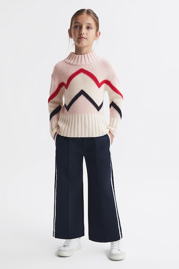 Reiss Pink Riley Knitted Zig-Zag Jumper