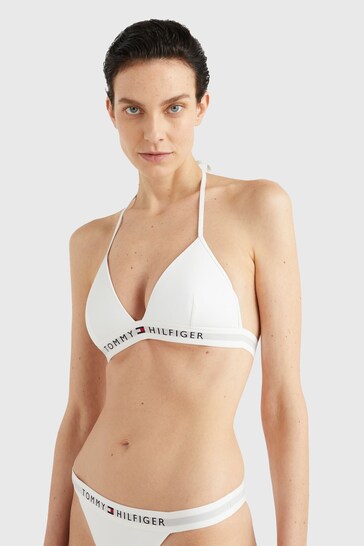 Tommy Hilfiger White Fixed Foam Triangle Bikini Top