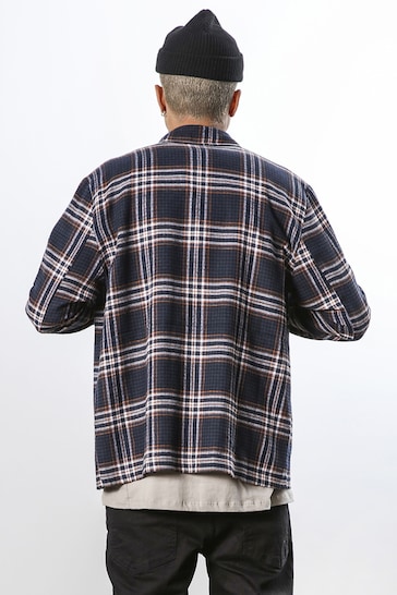 Religion Blue Relaxed Fit Check Lumberjack Elements Over Shirt