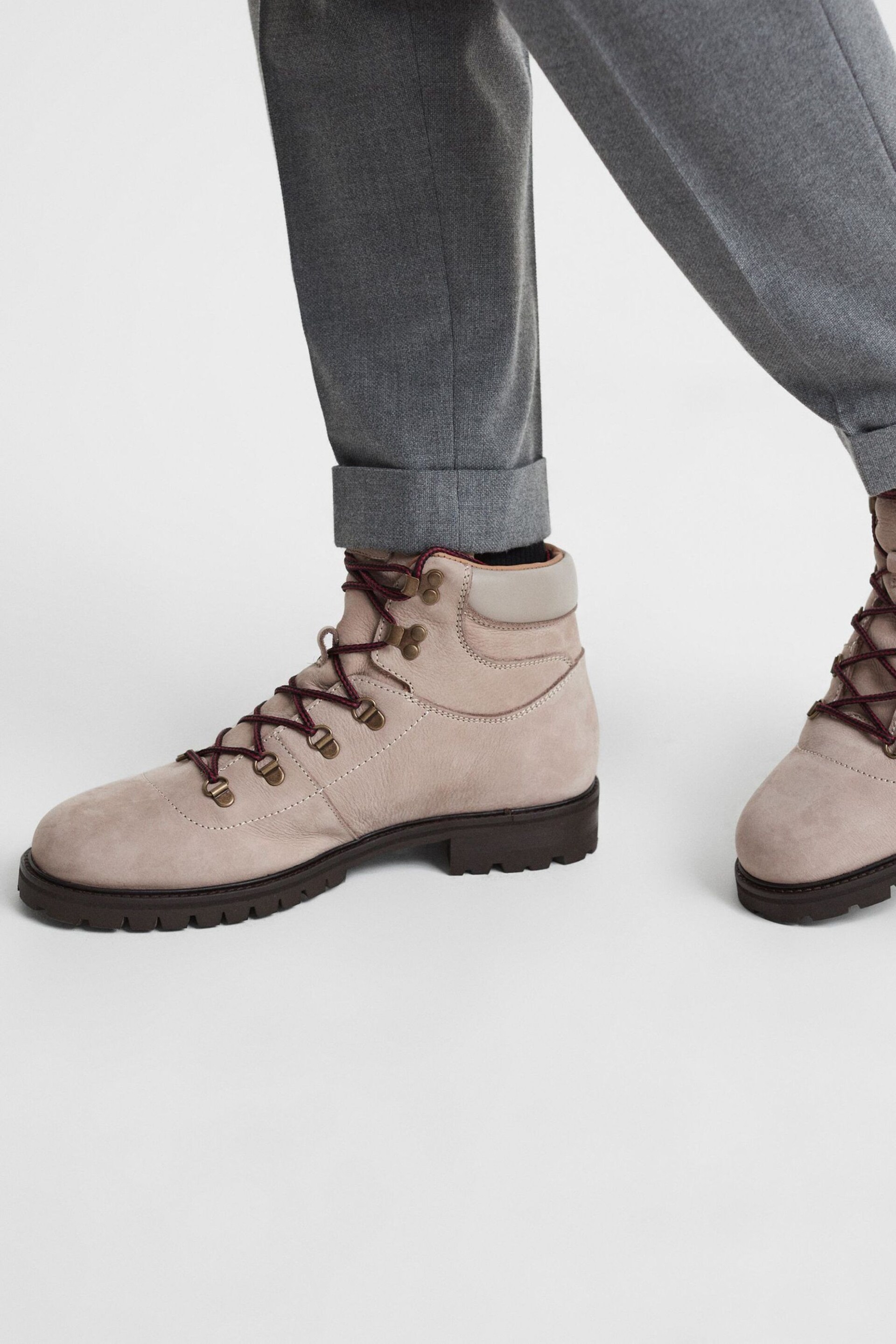 Reiss Stone Ashdown Leather Hiking Boots - Image 6 of 6